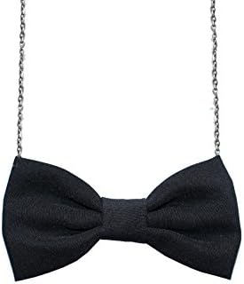 Freena Design Women’s Bow Tie Necklace Adjustable chain 16 - 18 inches Pre-tied Accessory (Black Matte)