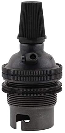 Art Deco Emporium Traditional Earthed Metal Lampholder with Shade Ring and Nylon Cord Grip in Dark Bronze Finish