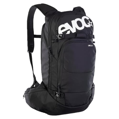 EVOC LINE 20 touring rucksack, ski rucksack (NEURALITE SYSTEM, separate avalanche compartment with emergency plan, ski/snowboard attachment options, hip belt pockets, BODY HUGGING), black