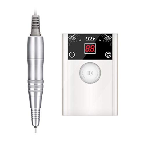 LUBANC 40000RPM Portable Electric Nail Drill Tools Machine Rechargeable Cordless Manicure Pedicure Set for Nail Equipment,White