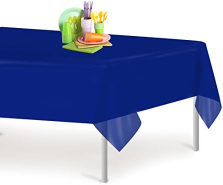 Navy Blue 1 Pack Premium Disposable Plastic Tablecloth 54 Inch. x 108 Inch. Rectangle Table Cover By Dluxware