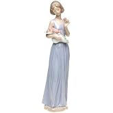 Nao by Lladro Collectible Porcelain Figurine: MY LITTLE BOUQUET - 12-3/4" tall - Beautiful woman with flowers
