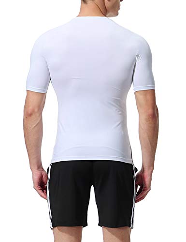 Lavento Men's Compression Shirts Cool Dry Short-Sleeve Workout Undershirts (3 Pack-Crew Neck White,Medium) - Thumbnail 7