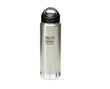 Klean Kanteen Wide Mouth Double Wall Insulated Water Bottle with Loop Cap, Brushed Stainless, 20-Ounce