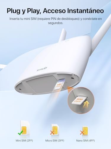 4G07-Router 4G SIM, Router 4G con Tarjeta SIM para AC1200, Dual Band WiFi(867Mbps 5GHz + 300Mbps 2.4GHz), LTE CAT4, Ethernet LAN/WAN, Puerto FDD y TDD, WiFi portatil hasta 64 Dispositivos