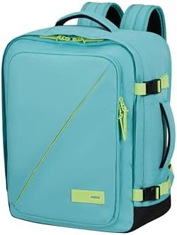 Take2Cabin - Borsa da cabina EasyJet 36 x 20 x 45 cm, 38 L, 0,70 kg, Bagaglio a mano, Zaino aereo M Underseat, Turchese/Verde (Dusty Turquoise/Lime)