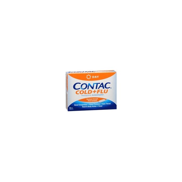 Contac Cold Plus Flu Maximum Strength Non-drowsy Formula - 24 Caplets, 6 Pack