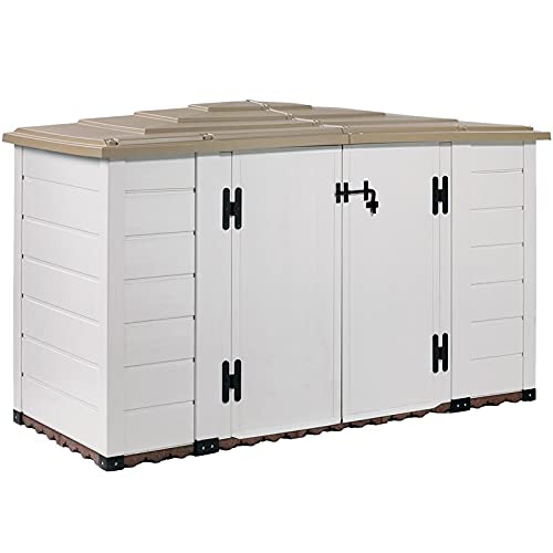 NOOR Mülltonnenbox Evo 200, 1930 L, 212 x 88 x 133 cm, Beige/Taupe I Moderne Gartenbox für Poolfilteranlagen I…