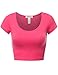 Fifth Parallel Threads FPT Womens Basic Short Sleeve Scoopneck Crop Top Fuchsia S
