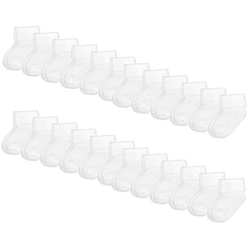 12-Pack Newborn Sock Infant Baby Boy Girl Socks 2-6 Month (2-6 Months, 12-pack White (Style 2))