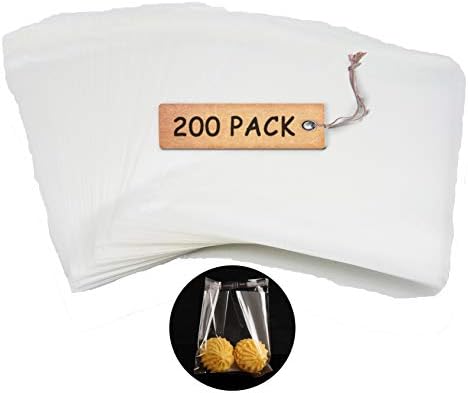 SCHOLMART Cellophane Bag 200 pcs Adhesive Treat Bags Crystal Clear - Self Sealing OPP Plastic Cello Bags for Bakery Cookies, Big Large Size (1.0 mil) (10 x 12 Inches)