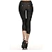 Yelete Women's Stretchy Skinny Jeggings Shorts & Capri Pull On Style Black- L, Large