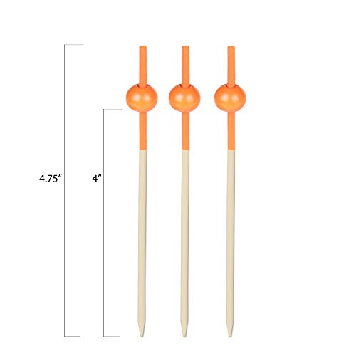 Orange Beaded Appetizer or Sandwich Picks/Swizzle Sticks - 4 3/4" - 100ct