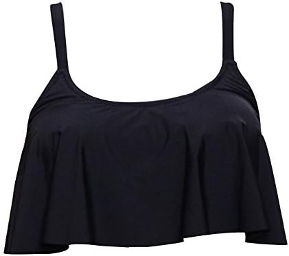 Ruffle Bikini Top Cover Up Sexy Flounce Top Bathing Suits Swimwear-T5476-SBK3