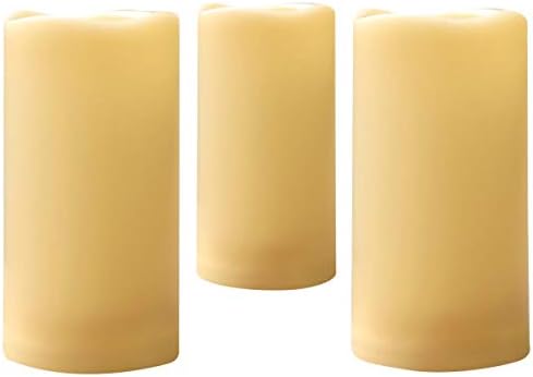 Outdoor Flameless Pillar Candles Set of 3,Waterproof Realistic Flickering Led Battery Operated Electric Candles with Timer 3"x6"