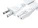 Universal 2-Slot White Power Cord for Tv Electronics Laptops Computers Scanners and Printers 12Ft