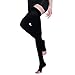 PPXGOGO Thigh High Compression Socks, Firm Support 20-30 mmHg Gradient Compression Stockings with Silicone Band. Treatment for Running, Edema, Varicose Veins, Pregnancy, Nursing.(Black-Open,M)