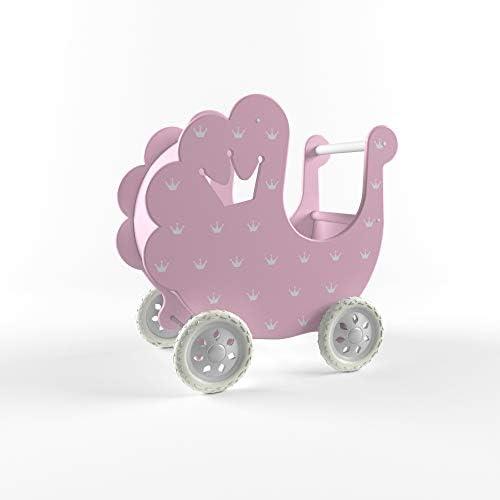 Robinwood Doll Pram Walker, Natural Wood, Handmade