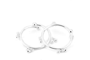Export Store Silver Pair Of Designer Adjustable Ghungroo Charms Kada For Baby Boys & Baby Girls./ (Pack Of 2 Pair)