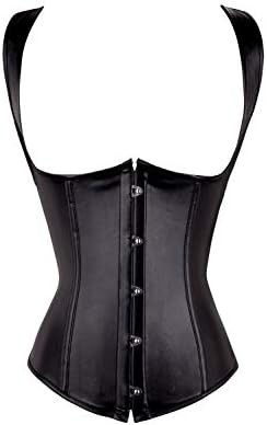 OYABEAUTY Women Steampunk Lace up Faux Leather Corset Overbust Waist Cincher Bustier