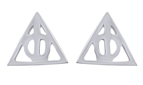 Harry Potter Deathly Hallows Stud Earrings In 14k White Gold