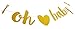 EasyPartyTime OhBaby Shower Decorations: One Strung Banner, 9pcs Balloon Set(Gold, Confetti, White) & Monthly Milestone Photo Banner for Newborn, Pregnancy Announcement & One Year Old Celebration