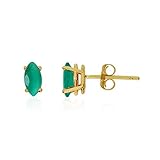Jewels By Lux 14k Yellow Gold Studs Genuine Green