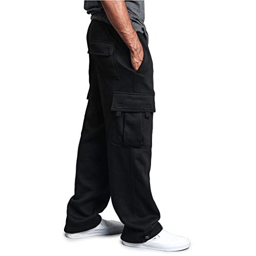 AgrinTol Mens Sports Pants, Men's Splicing Overalls Casual Pocket Sport Work Casual Trouser Pants Black
