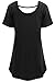 Meaneor Women's Cross Back Basic Short Sleeve Comfy Loose Fit Long Tunic Top