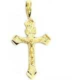 14K Gold Crucifix Religious Pendant Cross