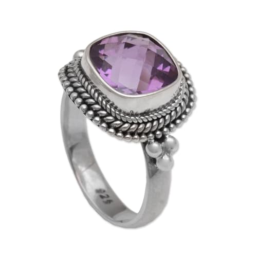 NOVICA Artisan Handmade Amethyst Cocktail Ring Sterling Silver… at Amazon