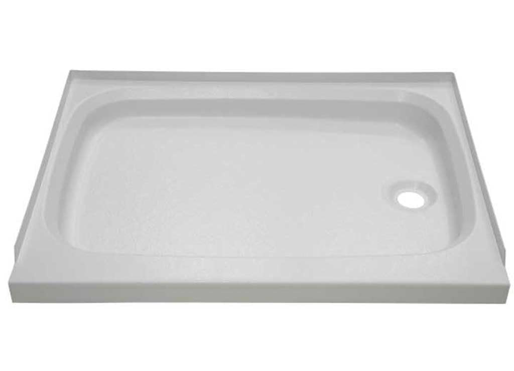 Photo 1 of Lippert Replacement 24" x 46" White Shower Pan with Right Drain for RVs, Manufactured Homes, Travel Trailers, 5th Wheels, and Motorhomes - 210383