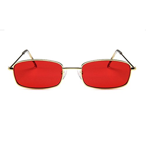 Armear Vintage Colored Sunglasses Retro Square Non Polarized Acrylic Lens (Gold/Red, 50)