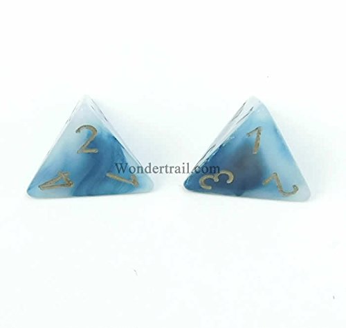 WCXPP0489E2 Teal Phantom Dice with Gold Numbers D4 Aprox 16mm (5/8in) Pack of 2 Dice Chessex