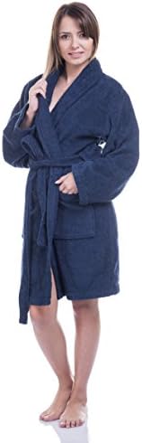 Cottonna Women's Short Terry Turkish Cotton Bathrobe Made in Turkey