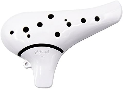 JYFY Alto C Ocarina 12 Hole Plastic Ocarina Meideal Music Instrument with Protective Bag (White)