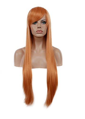 Diy-Wig Women Cosplay Hair Long Full Wigs Straight (75cm/30in,Orange)