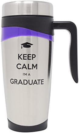 Suck Up Gifts Keep Calm Im a Graduate Stainless Steel 16 Oz Travel Tumbler Mug (Purple)