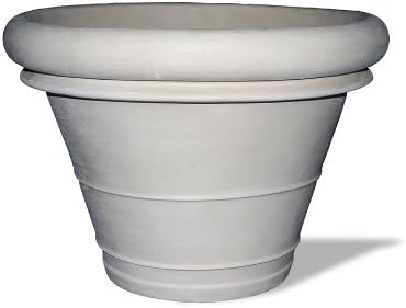 Amedeo Design ResinStone 2506-6L Rolled Rim Planter, 32 by 32 by 26-Inch, Limestone