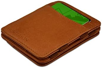 Magic Wallet with Coin Pocket, Credit Card Holder RFID Blocking, Mens Wallet Leather for 6 Cards, Cognac