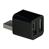 Cute USB Mini 2-Port USB 2.0 Hub Splitter (Black)