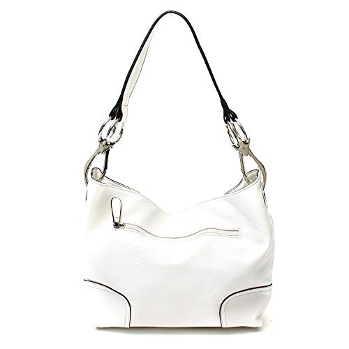 Americana Bucket Style Hobo Shoulder Bag with Big Snap Hook Hardware - Thumbnail 3
