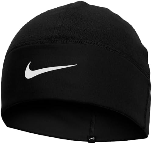 Nike Black Quilted Fleece Hat Nike Black Knit Beanie Hat Fleece Lined Swoosh Logo One Size  main image 3