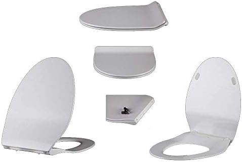 MLMHLMR V-Shaped Toilet Seat, Top Mounted Silent Antibacterial Urea-Formaldehyde Thickening Easy to Install WC Seat, White -43~49x35.5cm Toilet Cover (Color : White, Size : 43~49x35.5cm)
