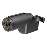 CURT 57620 Towing Electrical Adapter, 6-Way Round Vehicle Side to 4-Way Flat Trailer Side