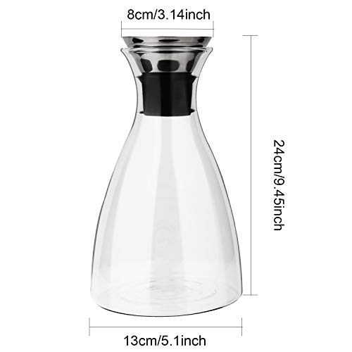 Glass Pitcher, OAMCEG 50 Ounces Glass Water Jug/Carafe with Drip-Free Stainless Steel Lid - Great for Homemade Beverage/Iced Tea/Milk/Coffee/Serving Wine