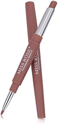 Double-end Lasting Lipliner, MISS ROSE Double-end Waterproof Lip Liner Stick Pencil 15 Color Natural Long-lasting Color and Glossy