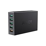 Quick Charge 3.0 AUKEY 5-Port USB Charging Station with 55.5W USB Charger for Samsung Galaxy S8/S8+/Note8, LG G6/V30, iPhone X/8/Plus and More