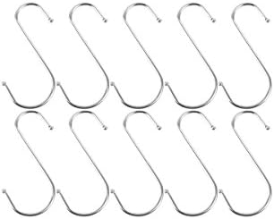 , Heavy Duty, and Premium S Shaped Hooks, 10 Pack of Polished Stainless Steel Hooks Perfect to Hang Kitchen Utensils
