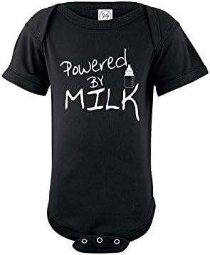 Powered by Milk - Funny Novelty Unisex Baby Cotton Bodysuit - Infant One-Piece Romper Outfit